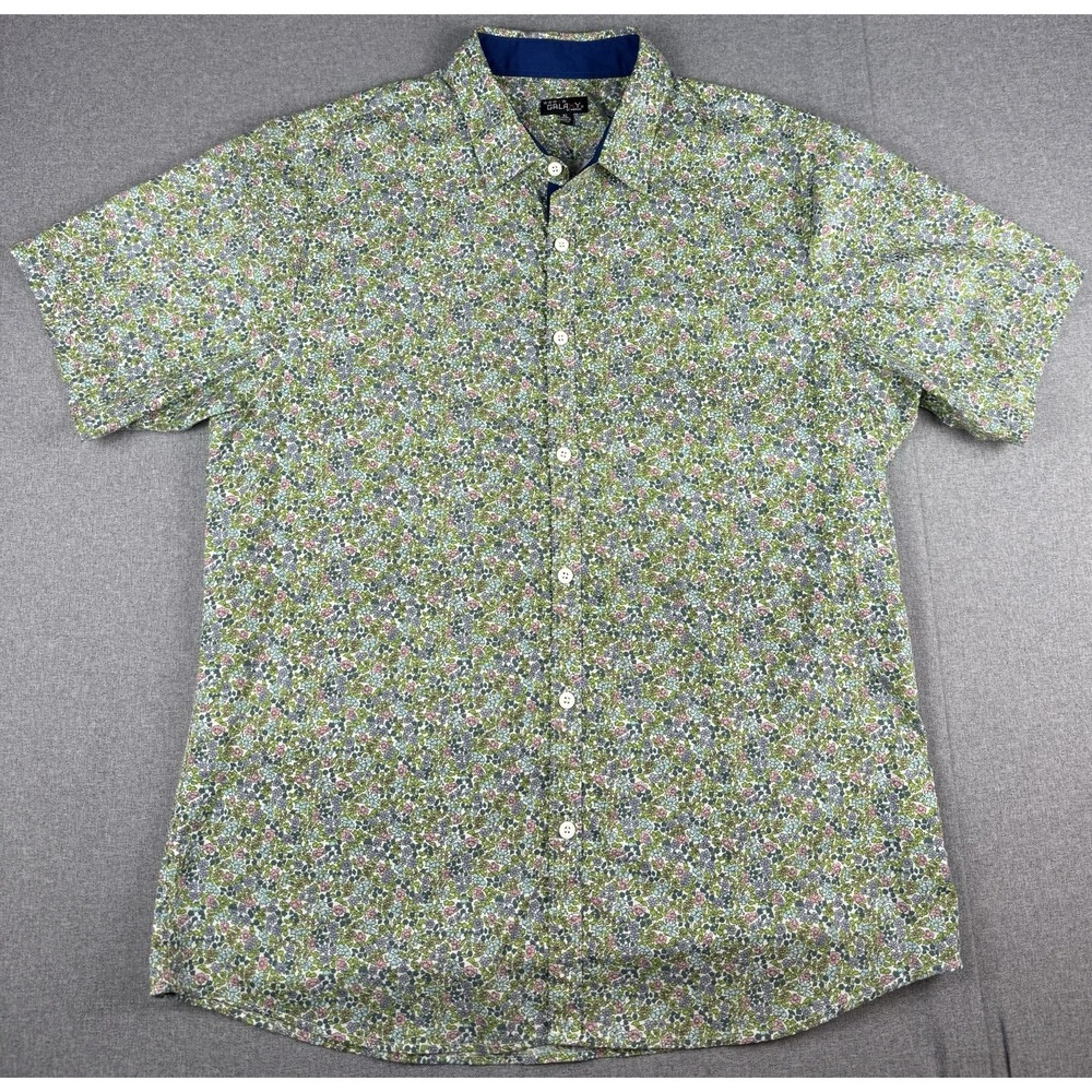 Galaxy by Marvic Men's XL Floral Button Up Shirt Short Sleeve Multicolor